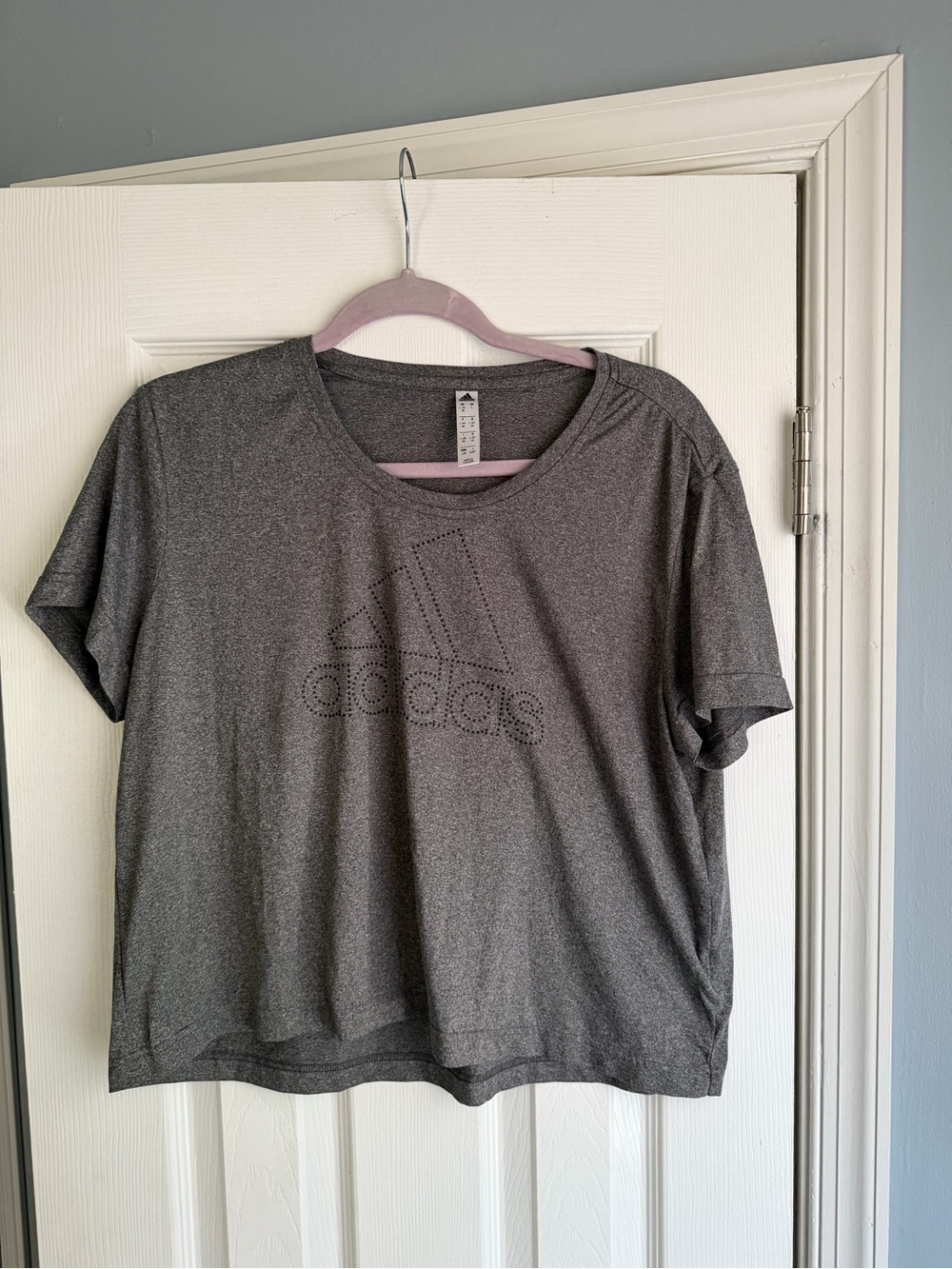 adidas Gray Lightweight Performance Tee with Perforated Design
